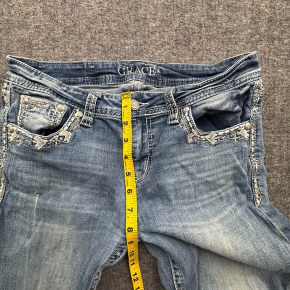 Grace in LA Easy Fit Jeans Womens 28 Bootcut Embellished Cowgirl - Picture 8 of 15